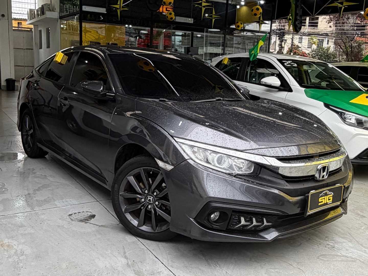HONDA CIVIC 2.0 16V FLEXONE EX 4P CVT 2021 Cinza seminovo à venda em Duque de Caxias - Frente - SIG Multimarcas