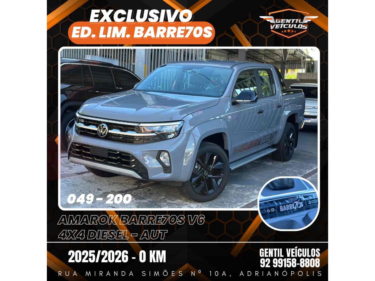 VOLKSWAGEN AMAROK 3.0 V6 TDI DIESEL BARRETOS 70 ANOS CD 4MOTION AUTOMÁTICO