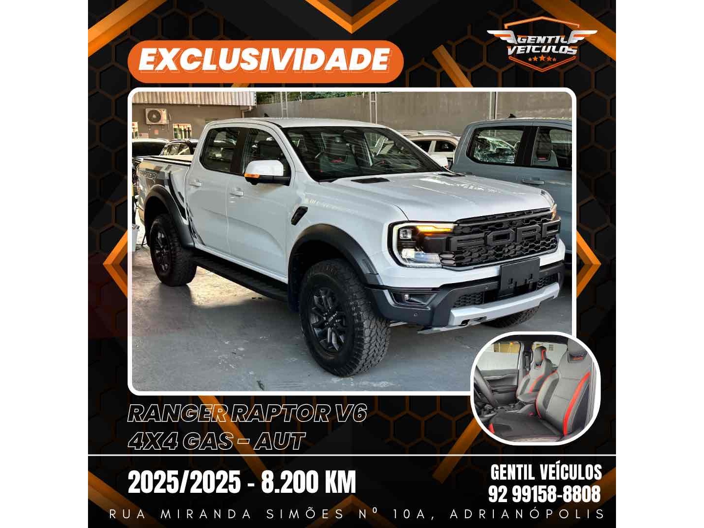 FORD RANGER 3.0 V6 TURBO GASOLINA RAPTOR 4X4 AUTOMÁTICO