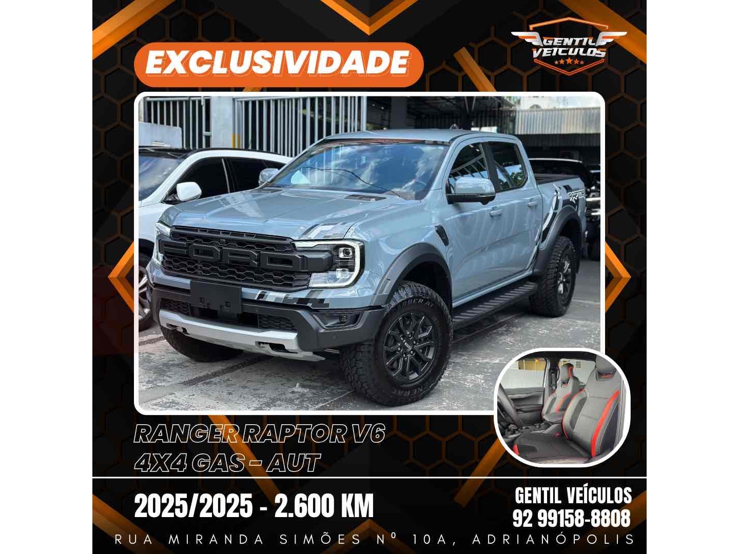 FORD RANGER 3.0 V6 TURBO GASOLINA RAPTOR 4X4 AUTOMÁTICO