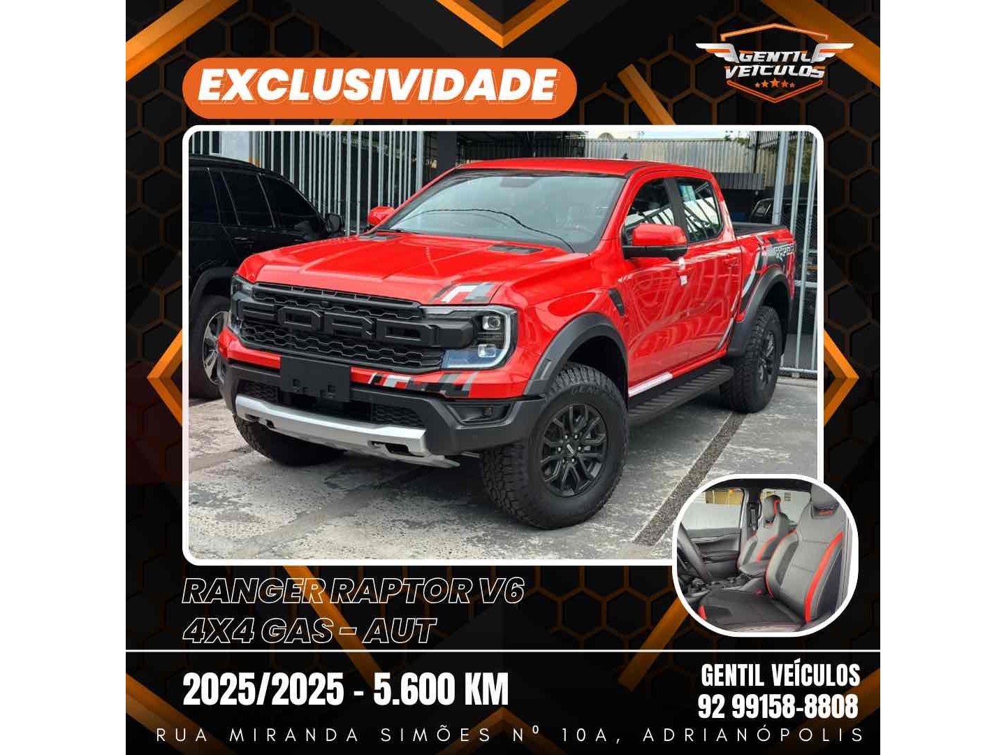 FORD RANGER 3.0 V6 TURBO GASOLINA RAPTOR 4X4 AUTOMÁTICO