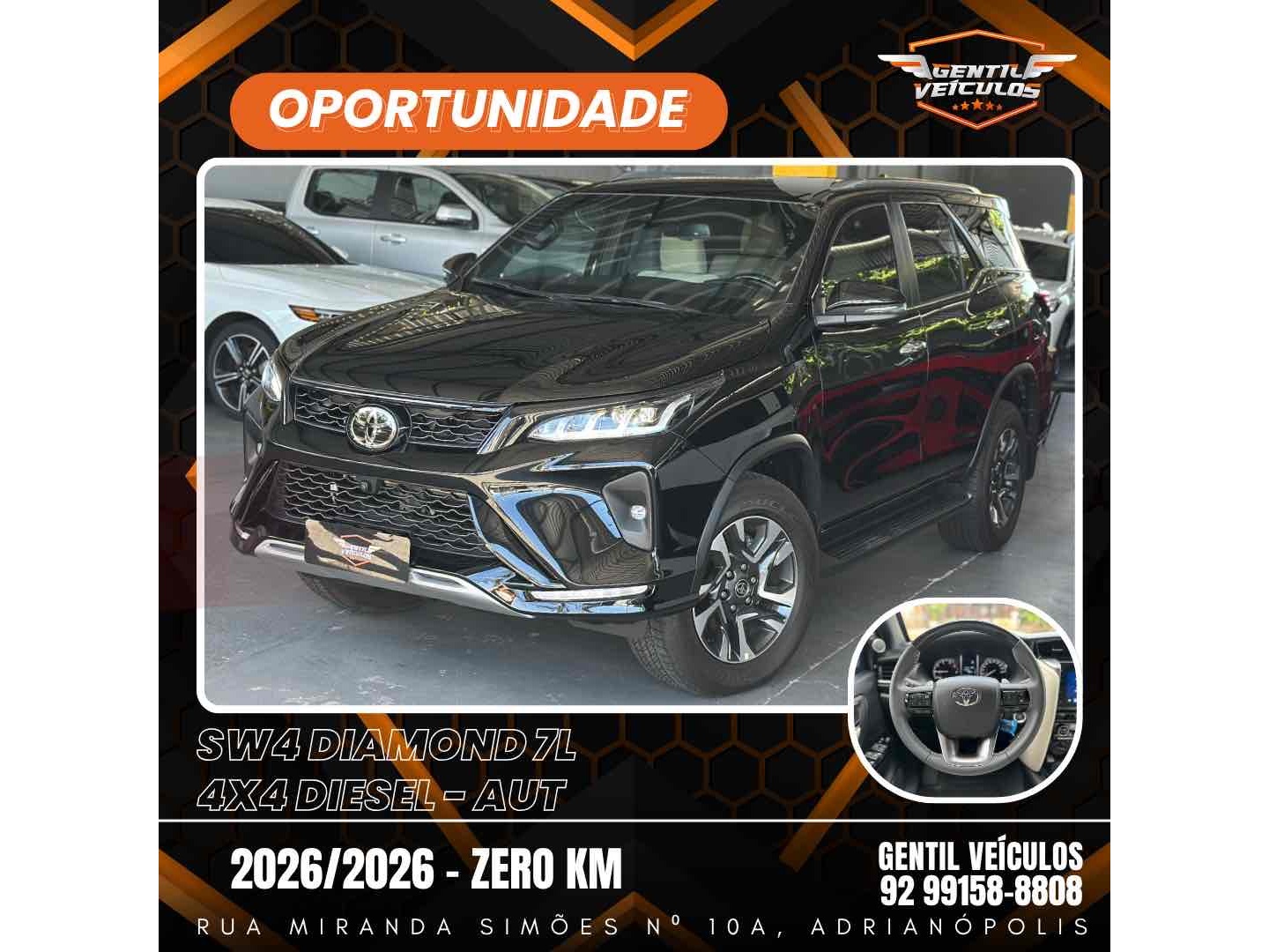 TOYOTA HILUX SW4 2.8 D-4D TURBO DIESEL DIAMOND 7L 4X4 AUTOMÁTICO