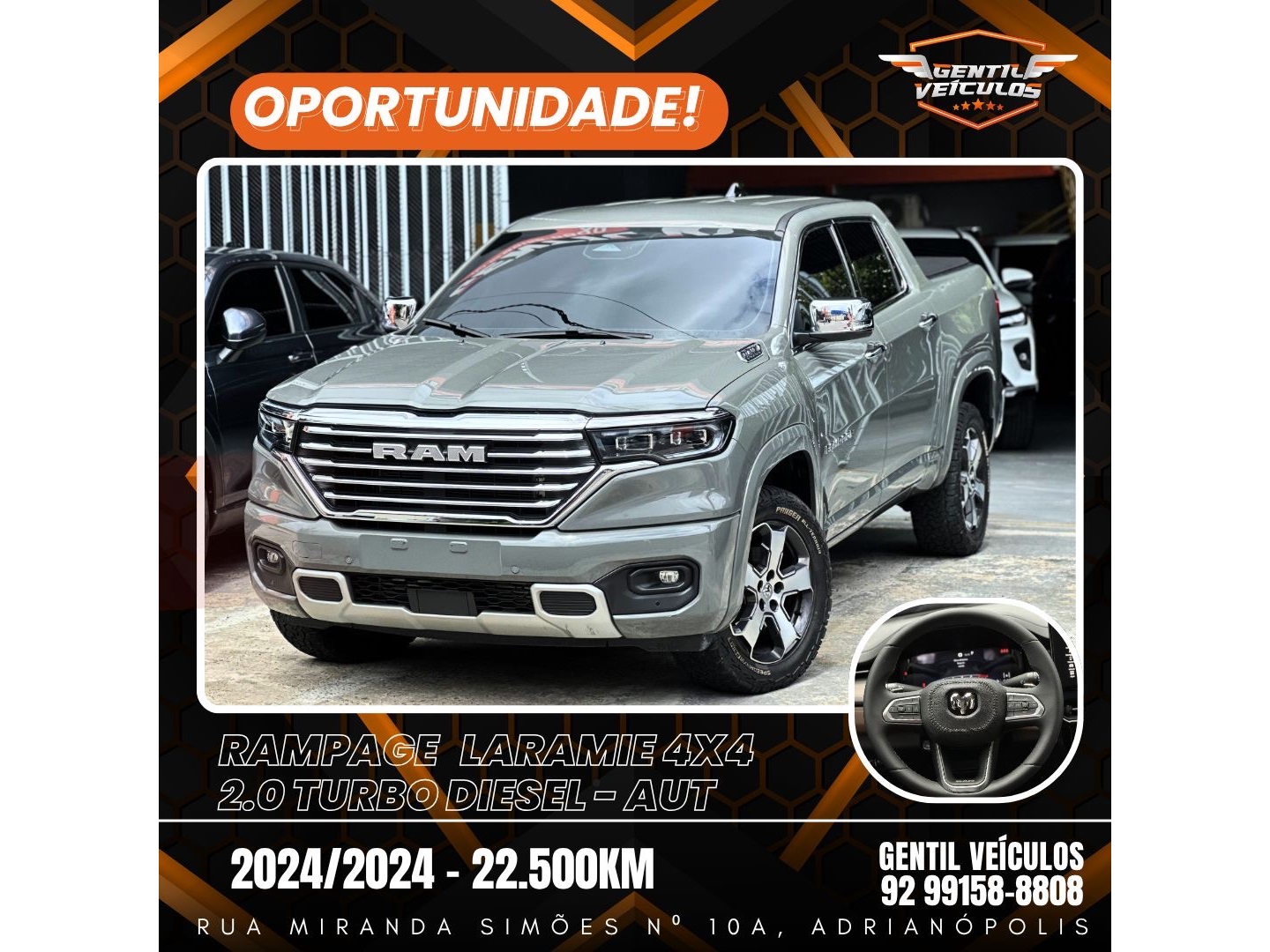 RAM RAMPAGE 2.0 TURBO DIESEL LARAMIE 4X4 AUTOMÁTICO