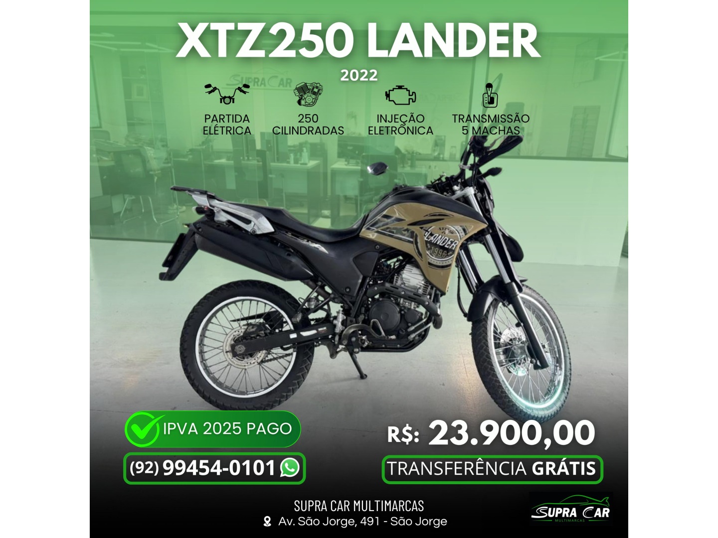 YAMAHA XTZ 250 LANDER CAPITÃO AMÉRICA FLEX ABS