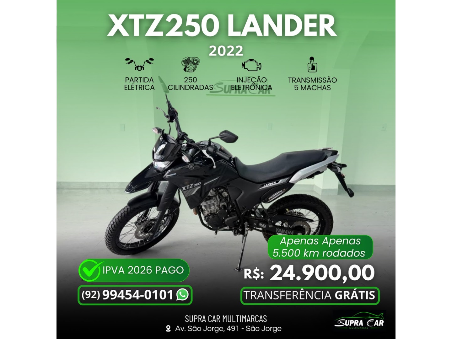 YAMAHA XTZ 250 LANDER CAPITÃO AMÉRICA FLEX ABS